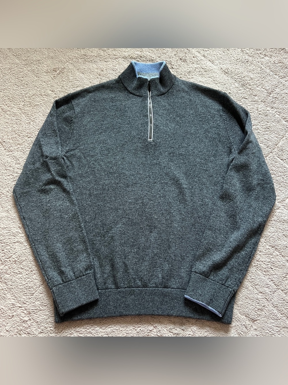 Greyson Quarterzip Wool Cashmere Sweater Preppy Old Money Minimalist Sz S